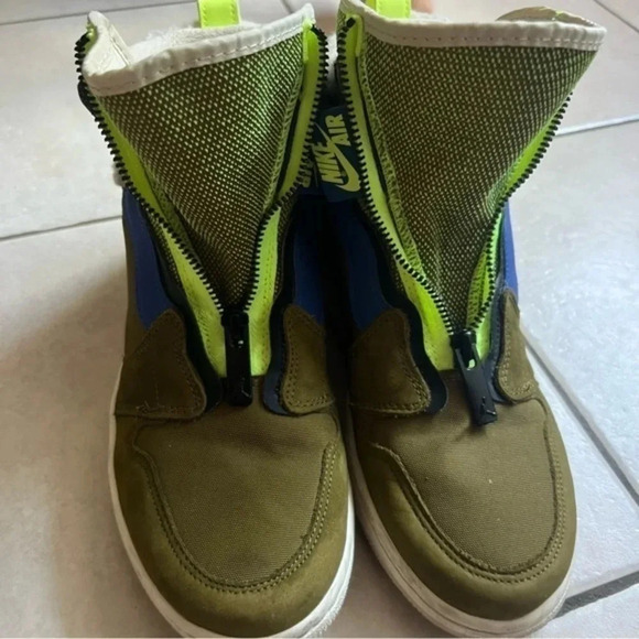 Nike Air Jordan 1 Zip High Utility Women Shoes Olive Black Volt Sz 10 AV3723-300 - Picture 5 of 8